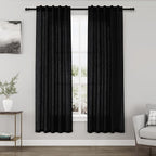 Black Semi Sheer Linen Curtains 72 inch Length by Nanspring