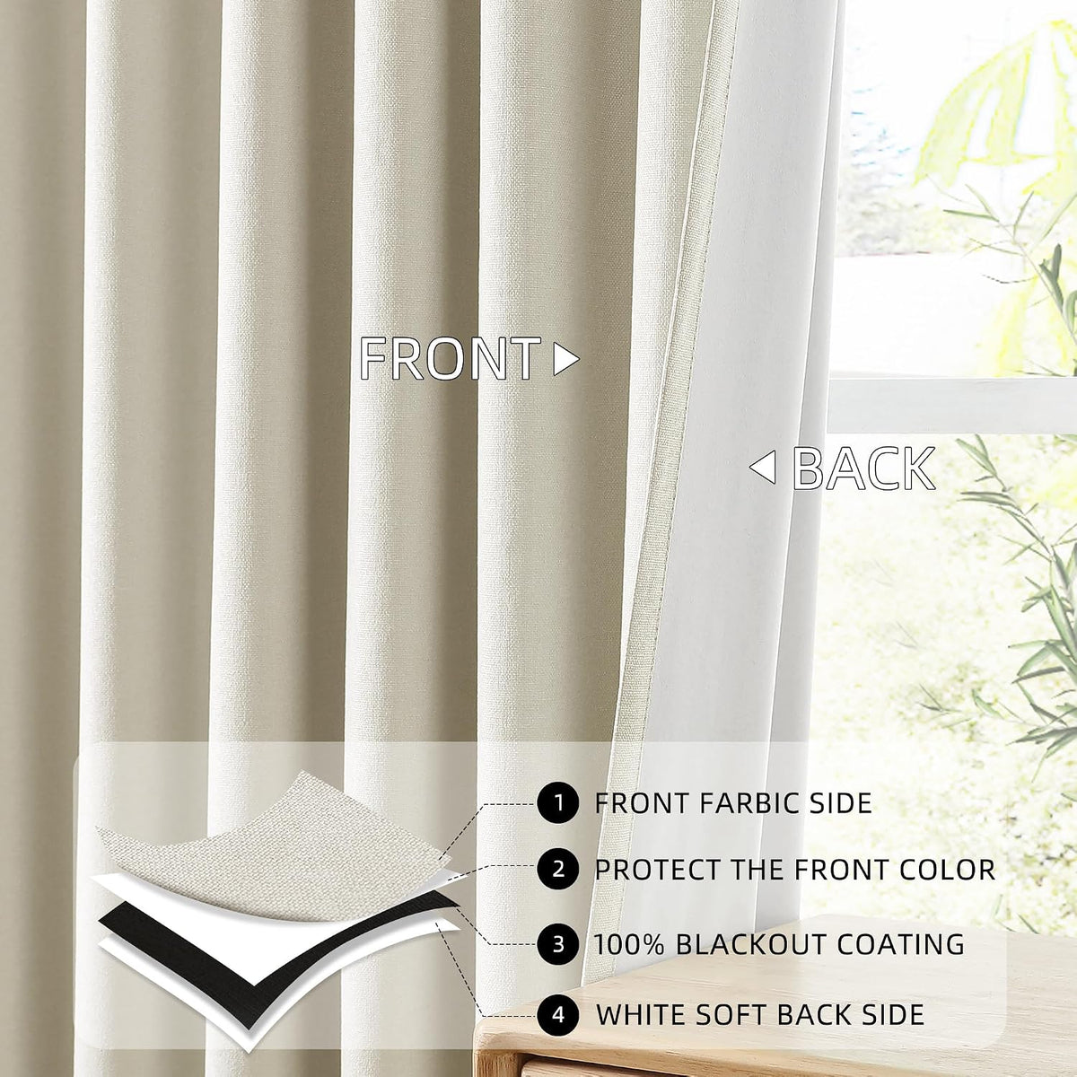 ChrisDowa Birch Blackout Curtains 45 Inches Long 2 Panels for Bedroom