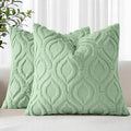 decorUhome Throw Pillow Covers 20x20 Inch Set of 2, Soft Plush Faux Wool Sage by decorUhome