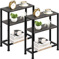 Narrow Side Table Set of 2, 2-Tier Small End Table,Slim Nightstand