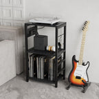 End Table with LED Light, Record Player Stand with Charging Station