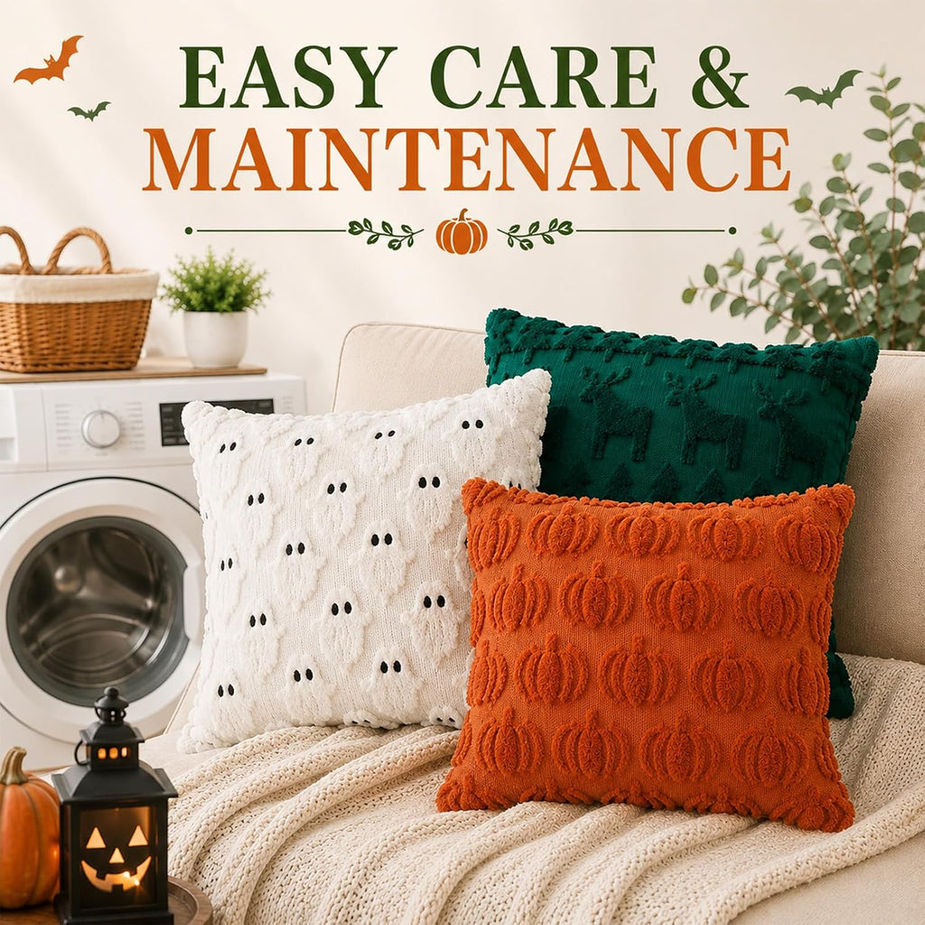 6 Pcs Halloween Plush Ghost Pillow Covers 18x18 Fall Pumpkin Home Decor