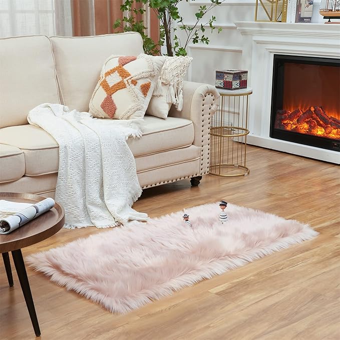 EasyJoy Ultra Soft Fluffy Shaggy Area Rug Faux Fur Rug Chair Cover Seat Pad by EasyJoy