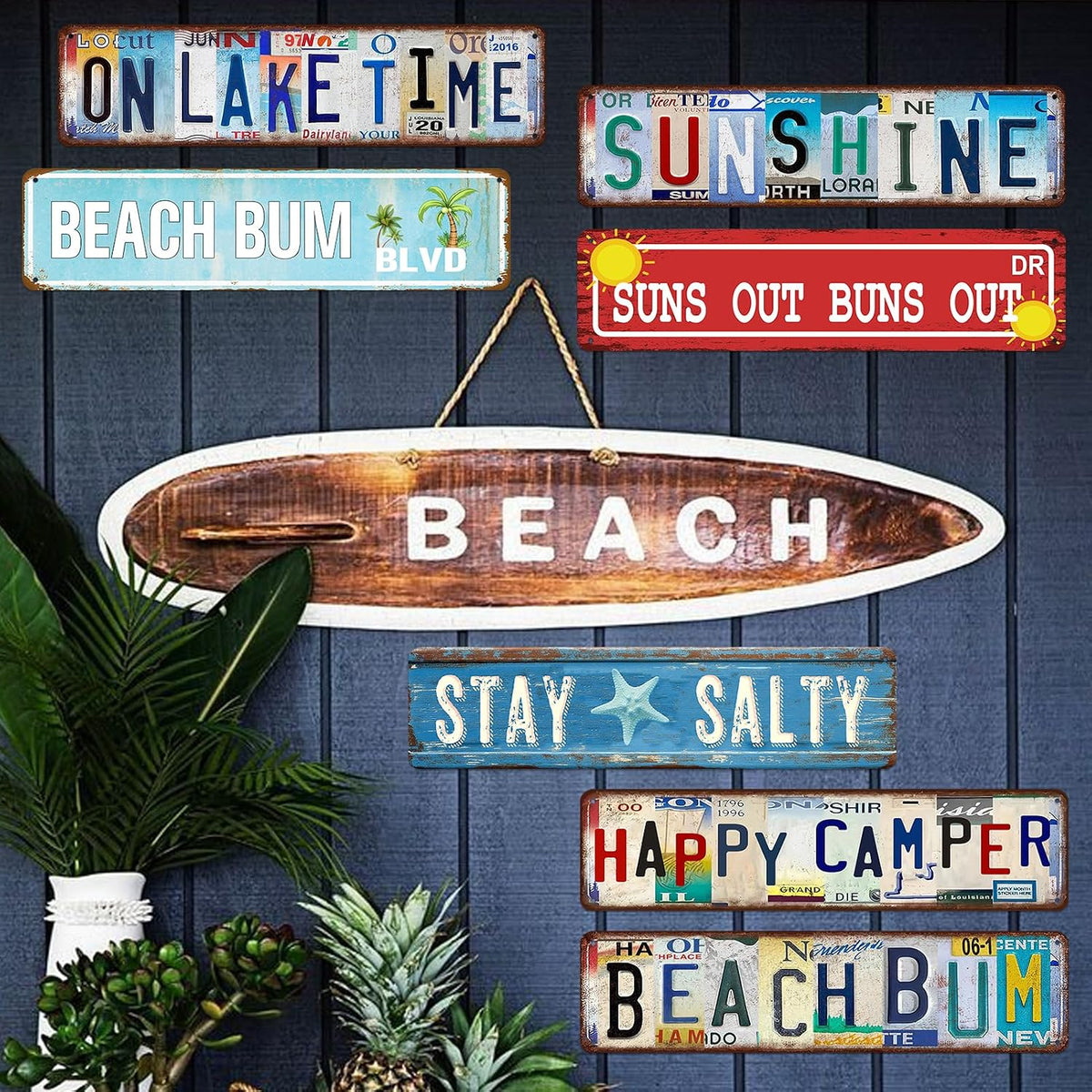Beach Wall Decor Summer Decorations For Home Bedroom Metal Tin Sign Beach Themed Room Decor Starfish Wall Decor House Bathroom Decor Stay Salty Metal Tin Signs 4x16 Inch