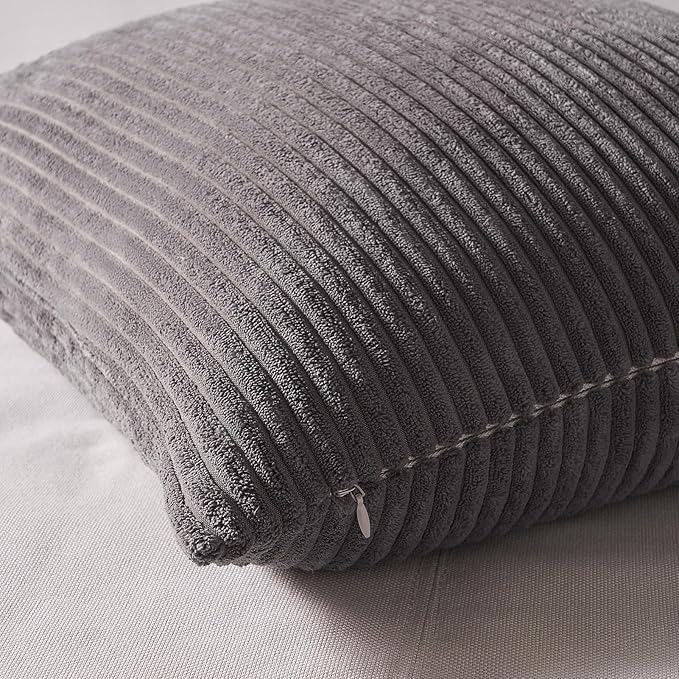 Topfinel Corduroy Throw Pillow Covers Pack of 2 Gray 16"x16" No Insert - Image 7