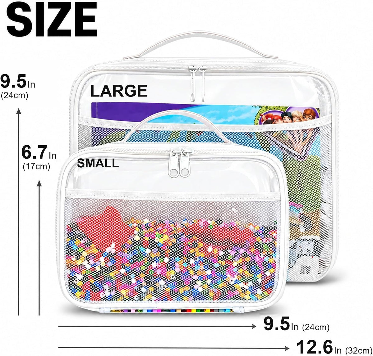 Clear Toy Storage Bags with Zipper, 4 Pack Building Block & Brick Organizer