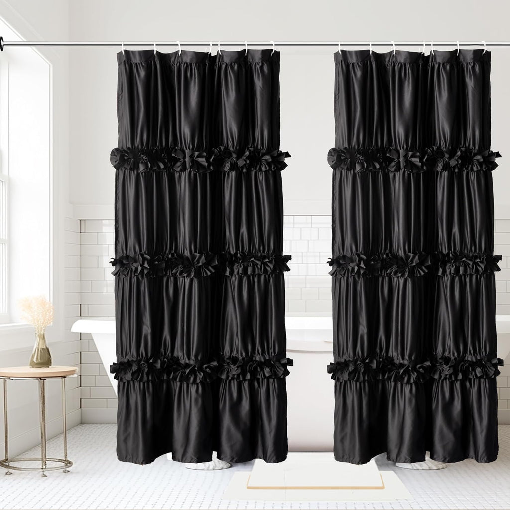 Homechoice Decor Camel Ruffle Shower Curtain 72" W x 72" H