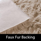 Latepis Shag Area Rug 6.7x10 Light Brown Beige Washable Faux Fur Fuzzy Rugs - Image 3