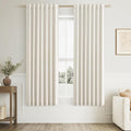 Cream 100% Blackout Linen Curtains 63 Inch Length 2 Panels Set by Guken