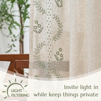 jinchan Belrose Linen Curtains for Bedroom Floral Curtains 72 Inch Length Linen - Image 5