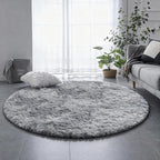 Amdrebio Tie-Dyed Light Grey Round Area Rugs - Image 6