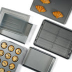 Calphalon Titan 10-Piece Nonstick Bakeware Set, Baking Sheet Set, Steel Core PFA-Free Nonstick Coating, Oven Safe, Includes Sheet Pans, Muffin Pan, Round Cake Pans, Loaf Pan and Cooling Rack - Silver