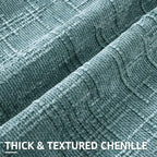 decorUhome Summer Teal Chenille Throw Pillow Covers 18x18 Set of 2 Textured - Image 2