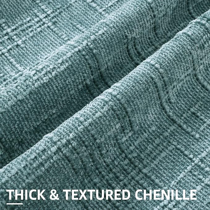 decorUhome Summer Teal Chenille Throw Pillow Covers 20x20 Set of 2 Textured - Image 2