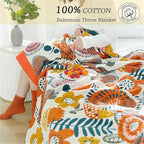 MSGKV Cotton Throw Blanket for Couch Bed 90''x98'', Floral Soft Farmhouse - Image 3