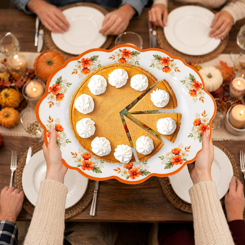 ceiba tree Thanksgiving Fall Turkey Platter Serving Tray Dish Reusable Melamine Large 16 X 12.6 inch Harvest Autumn Oval Plate for Party Tableware Holiday Buffet Friendsgiving Snacks Appetizers