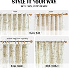 Lazzzy 90 inch Long Curtain for Bedroom Green Floral Linen Drapes for Living - Image 5