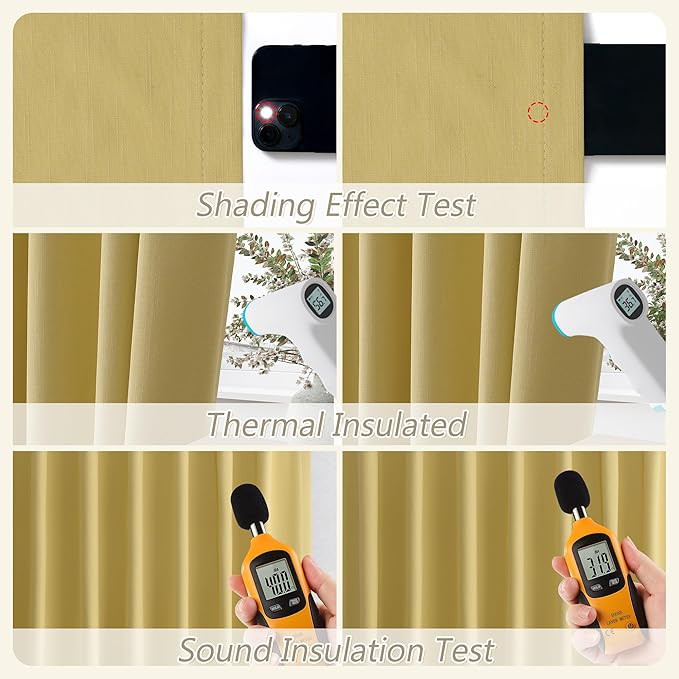 Guken Yellow 100% Blackout Curtains 102 Inch Length 2 Panels Set - Image 5