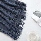 BOURINA Navy Throw Blanket 50x60 Inches Throw Textured Solid Soft Sofa Throw - Image 5