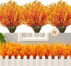 CLEANGOR 24 Pcs Artificial Fall Lavender Flowers for Outdoors (Orange)