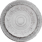 Elama Malibu Calcite 16-Piece Stoneware Embossed Pattern Reactive Glaze Light Gray Dinnerware Set, Tableware, Serveware Set (Calcite Gray)