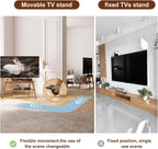 Solid Wood Rolling TV Stand with Power Outlet, Mobile TV Stand