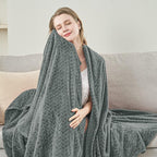 inhand Grey Leaves Pattern Throw Blanket - Image 5