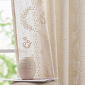 jinchan Belrose Linen Curtains for Bedroom Floral Curtains 63 Inch Length Linen by JINCHAN