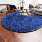 ONASAR Navy Blue Round Area Rug 4ft, Soft Bedroom Circle Rugs Floor Mat - Image 9