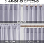Nanspring Lavender Purple Linen Curtains 90 Inches Long - Image 2