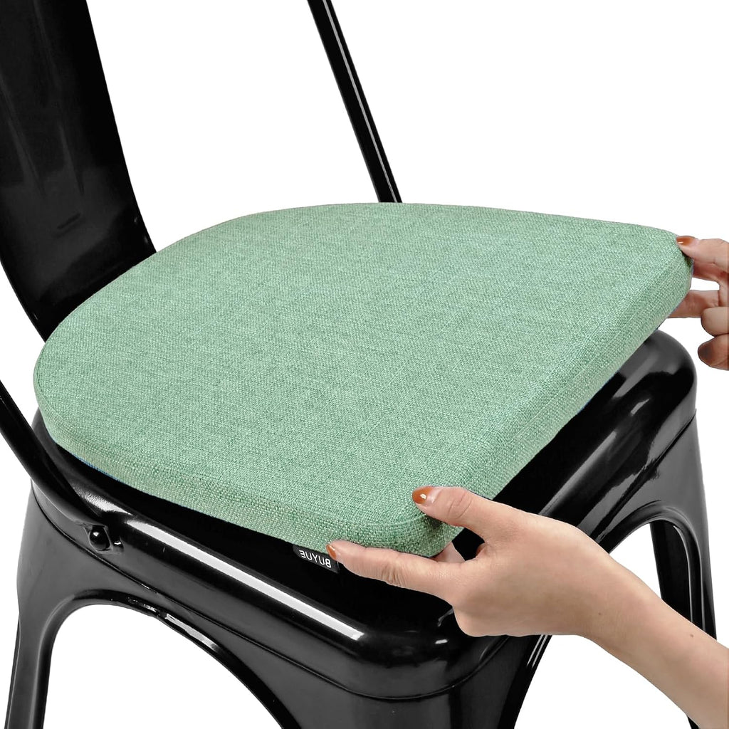 BUYUE Friendly Woven Fabric Magnetic Bar Stool Cushions Set of 4, Enhanced Anti-Slip Breathable Small Chair Seat Pads for Café Bistro Stackable Metal Stools (Square, Dark Blue, 4 Counts)
