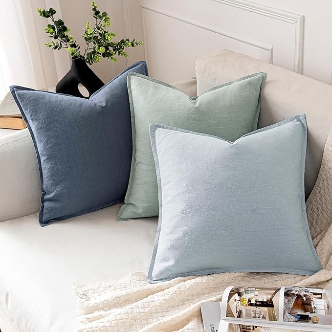 MIULEE Decorative Linen Euro Sham Pillow Covers 26x26 Inch Blue Ashes Boho - Image 4