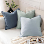 MIULEE Decorative Linen Pillow Covers 20x20 Inch Blue Ashes Boho Farmhouse - Image 4