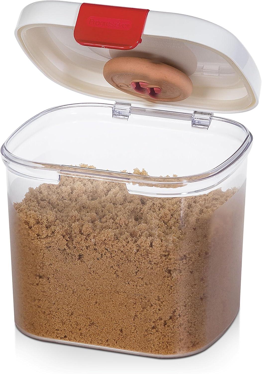 Progressive PrepSolutions Sugar Keeper – Airtight Storage Container for Keeping Sugar Fresh, BPA-Free, 4 lb Capacity, Easy Pour Design, White/red