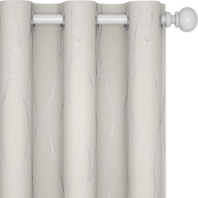 Deconovo Beige Curtains for Living Room, Room Darkening Soundproof Drapes by Deconovo