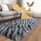 Soft Runner Rugs for Bedroom Hallways, 2x6 Black and White Fluffy Shag Throw - Image 3