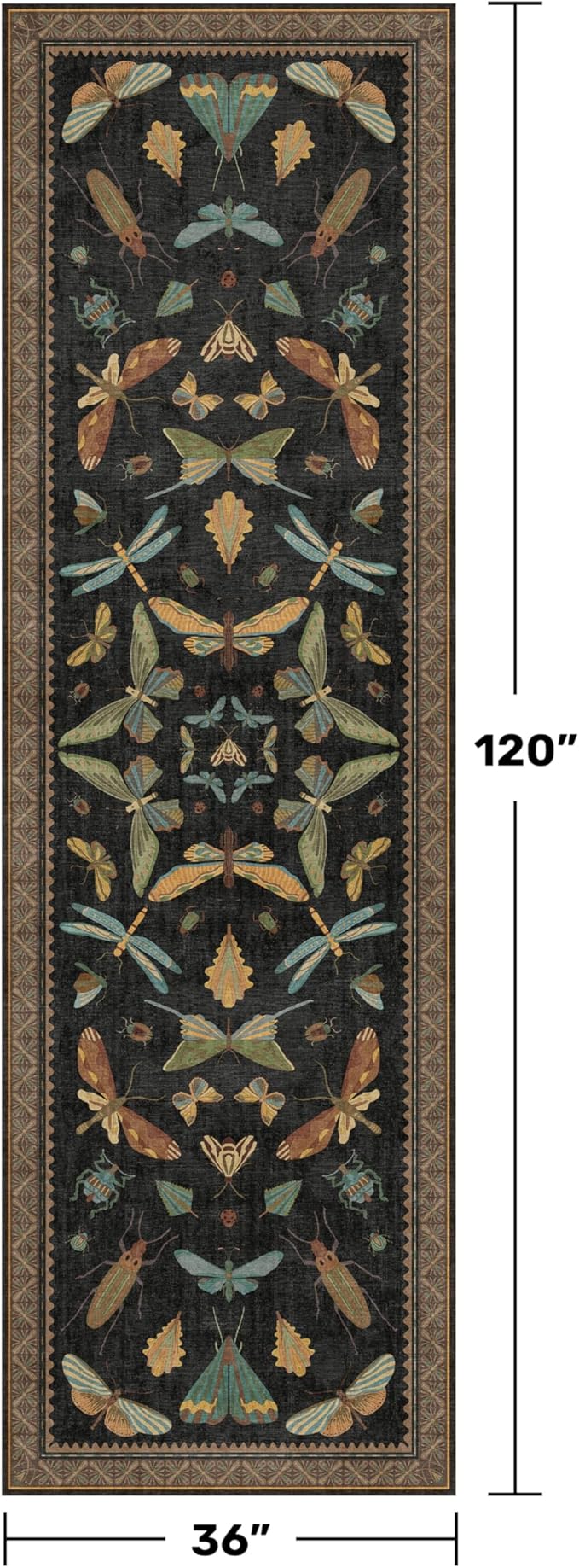 Green and Black 3x10 Wide Washable Runner Rugs - Image 2