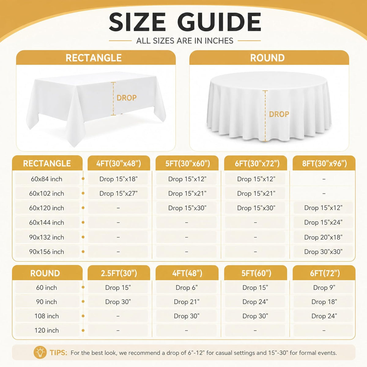 2-Pack 60x102 inch White Table Cloths, Solid Stain and Wrinkle Resistant Oblong Tablecloth, Premium Plain Weave Polyester Fabric Rectangle Table Linen Covers for Hotel, Wedding