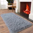 Soft Runner Rugs for Bedroom Hallways, 2 Packs 2x4 Grey Fluffy Shag Throw Area - Image 3