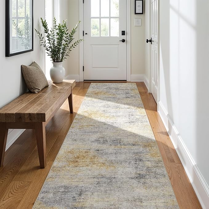 3x10 Washable Kitchen Runner Rug: Modern Abstract Runners - Image 9