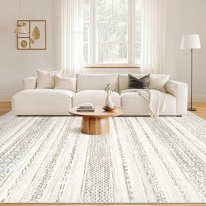 Nakagishi Area Rug 6x9 Living Room: Washable Boho Large Neutral Soft Farmhouse - Image 4