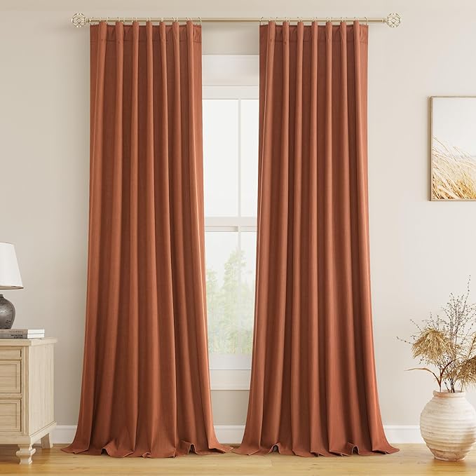 Guken Terracotta 100% Blackout Curtains 96 Inch Length 2 Panels Set Fall by Guken