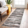Lansny Modern Abstract Runner Rug 2x6, Dark Light Brown White Washable Kitchen by lansny