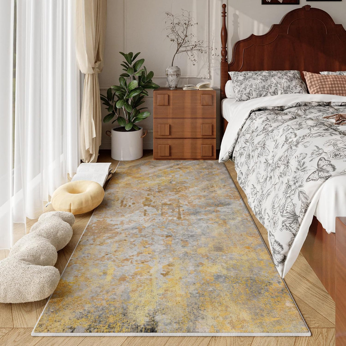 Beige Gold Rug Runners for Hallways Kitchen Non Slip Washable 2x6 Entryway Runner Rugs with Rubber Backing 6ft Long Carpet Runner for Laundry Room Bedroom, Low Pile Stain & Fade Resistant