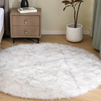 Goolela Round Sheepskin Rugs 4ft Circle Fluffy Faux Fur Rug Shaggy Rug by Goolela
