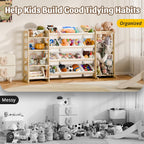 Large Kids Toy Storage Organizer with 12 Plastic Bins, 59 inch