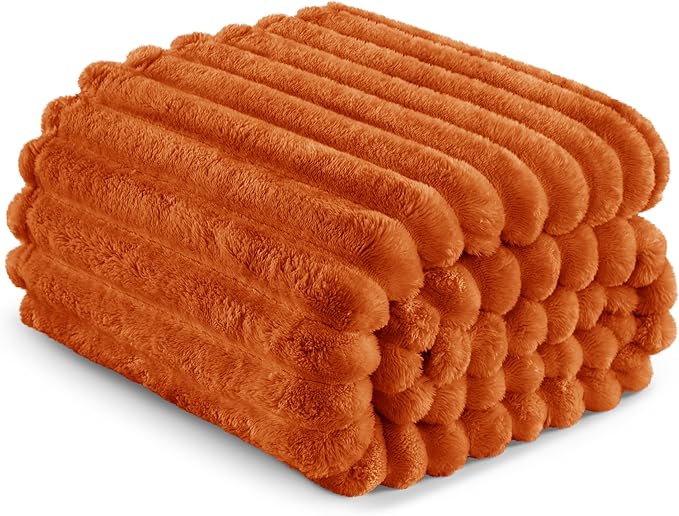 Exclusivo Mezcla King Size Flannel Fleece Blanket, Super Soft Striped Jacquard - Image 6
