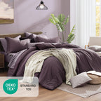 Monbix Queen Size Comforter Set 7 Pieces Italian Plum Bed in a Bag