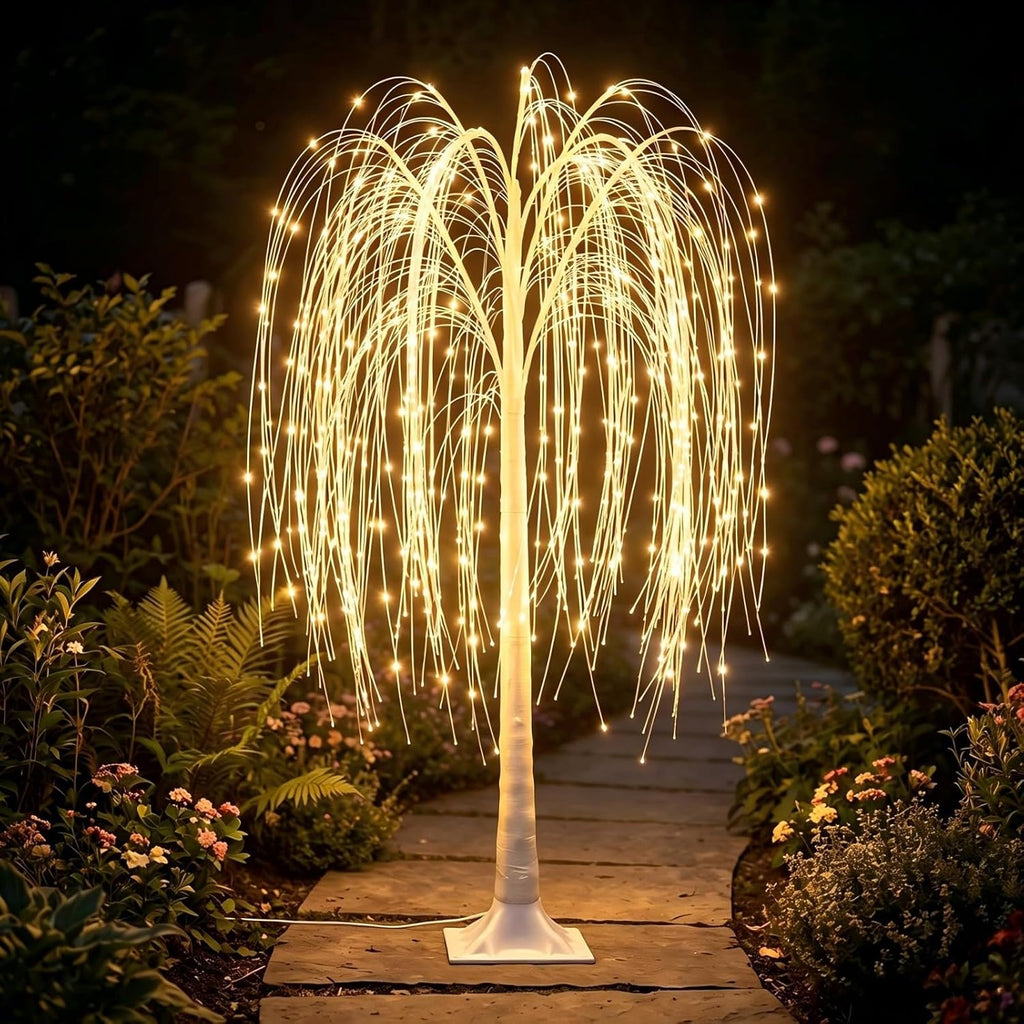 5FT Lighted Weeping Willow Tree, 216 LED Artificial Willow Tree, Warm