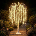 5FT Lighted Weeping Willow Tree, 216 LED Artificial Willow Tree, Warm